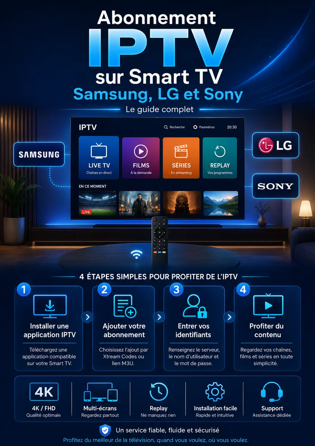 Abonnement IPTV sur Smart TV Samsung, LG et Sony